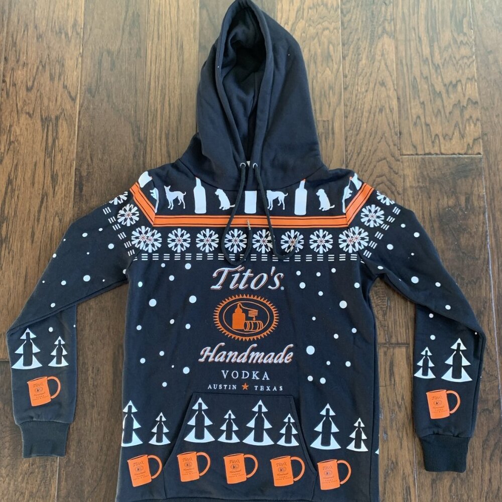 Tito’s vodka ugly sweater seasonal hoodie sz XS